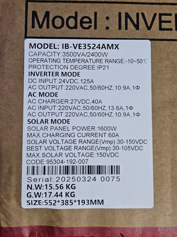 3.5kva 24v Techfine Hybrid Inverter - Image 2
